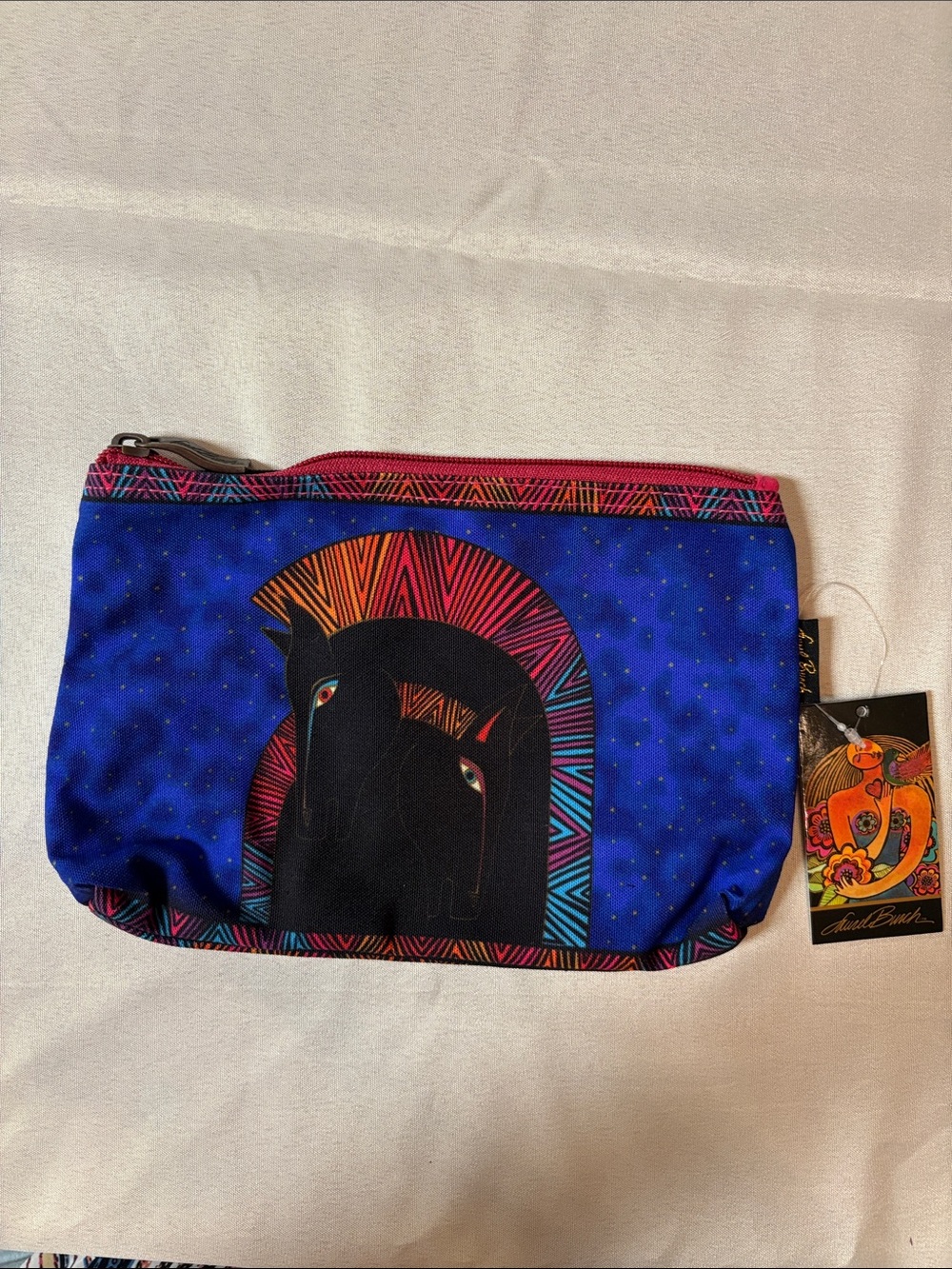 Laurel Burch Horse Print Zip Pouch - Blue & Multicolor